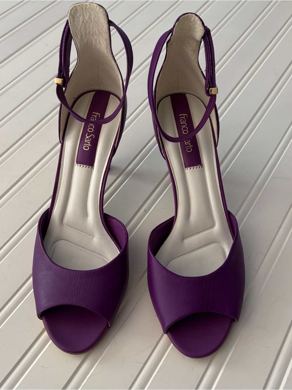 Franco Sarto Purple Open-Toe Slingback Heels